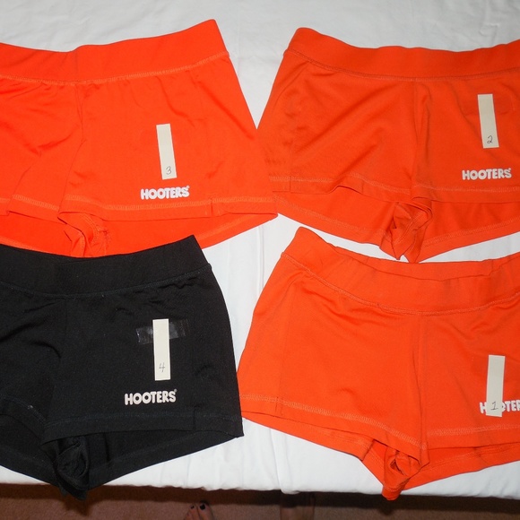 Hooters Pants - HOOTERS GIRL WORN UNIFORM SHORTS ORGE/BLACK XS/SM